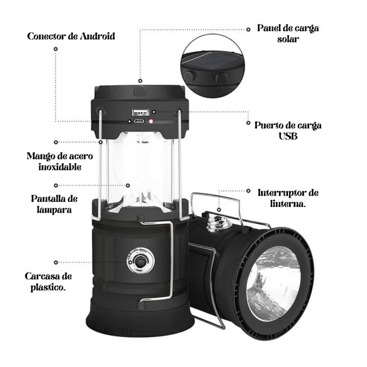 LINTERNA DE CAMPING RECARGABLE SOLAR