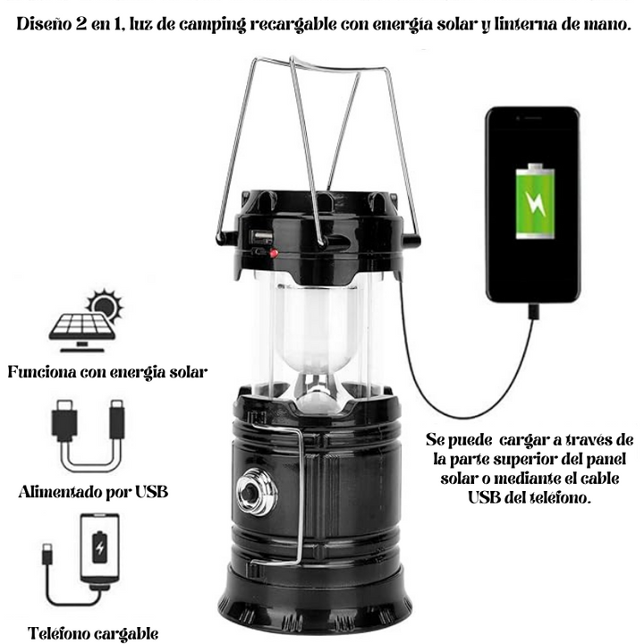 LINTERNA DE CAMPING RECARGABLE SOLAR