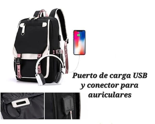 MOCHILA CON PUERTO USB Y AUDIO